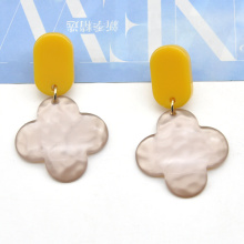 Custom acrylic color small new material pattern fashion clover earrings